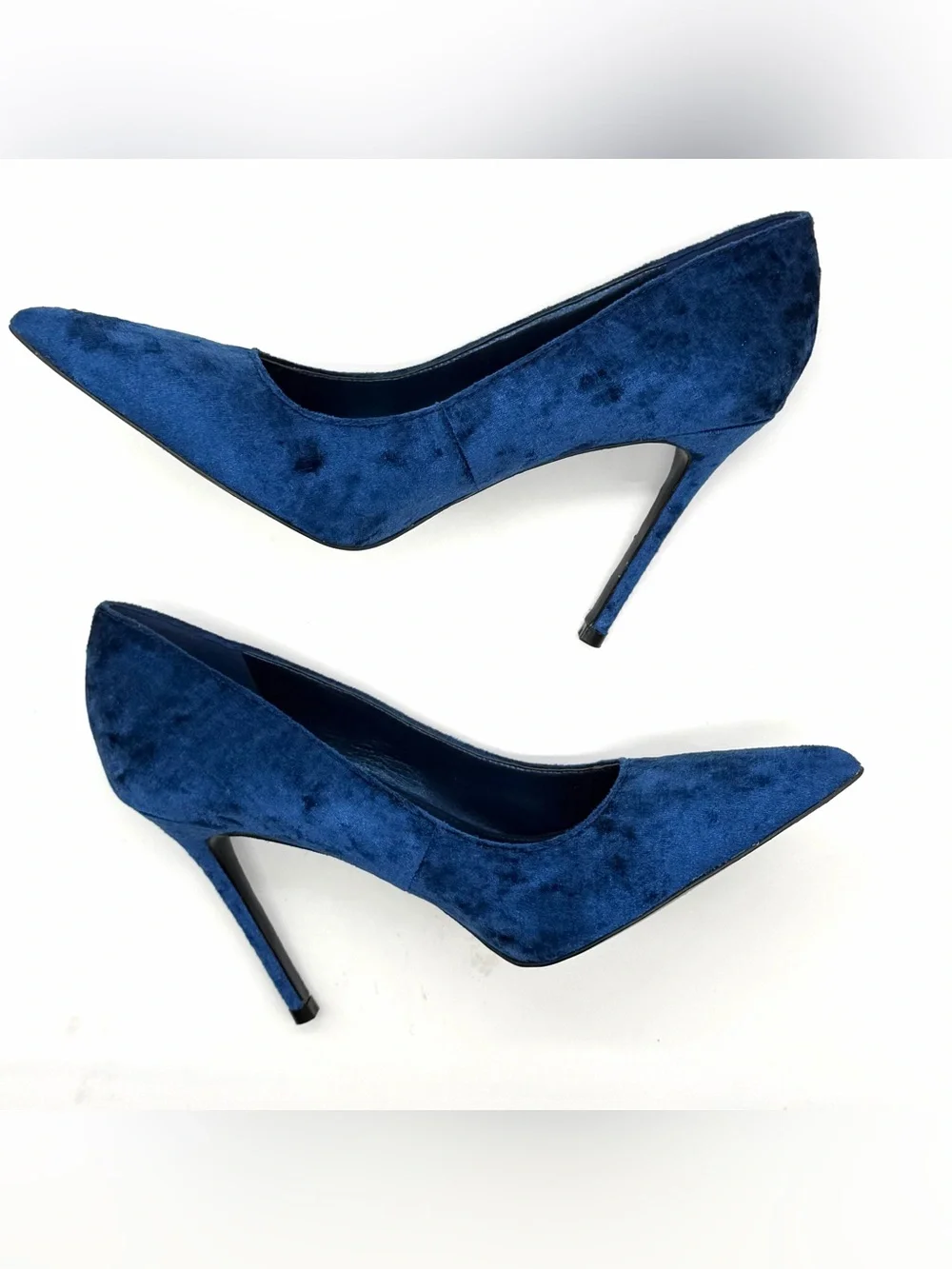 Nine West 7M Blue Velvet Stiletto Pointed Toe Pumps for Women Slip On Solid